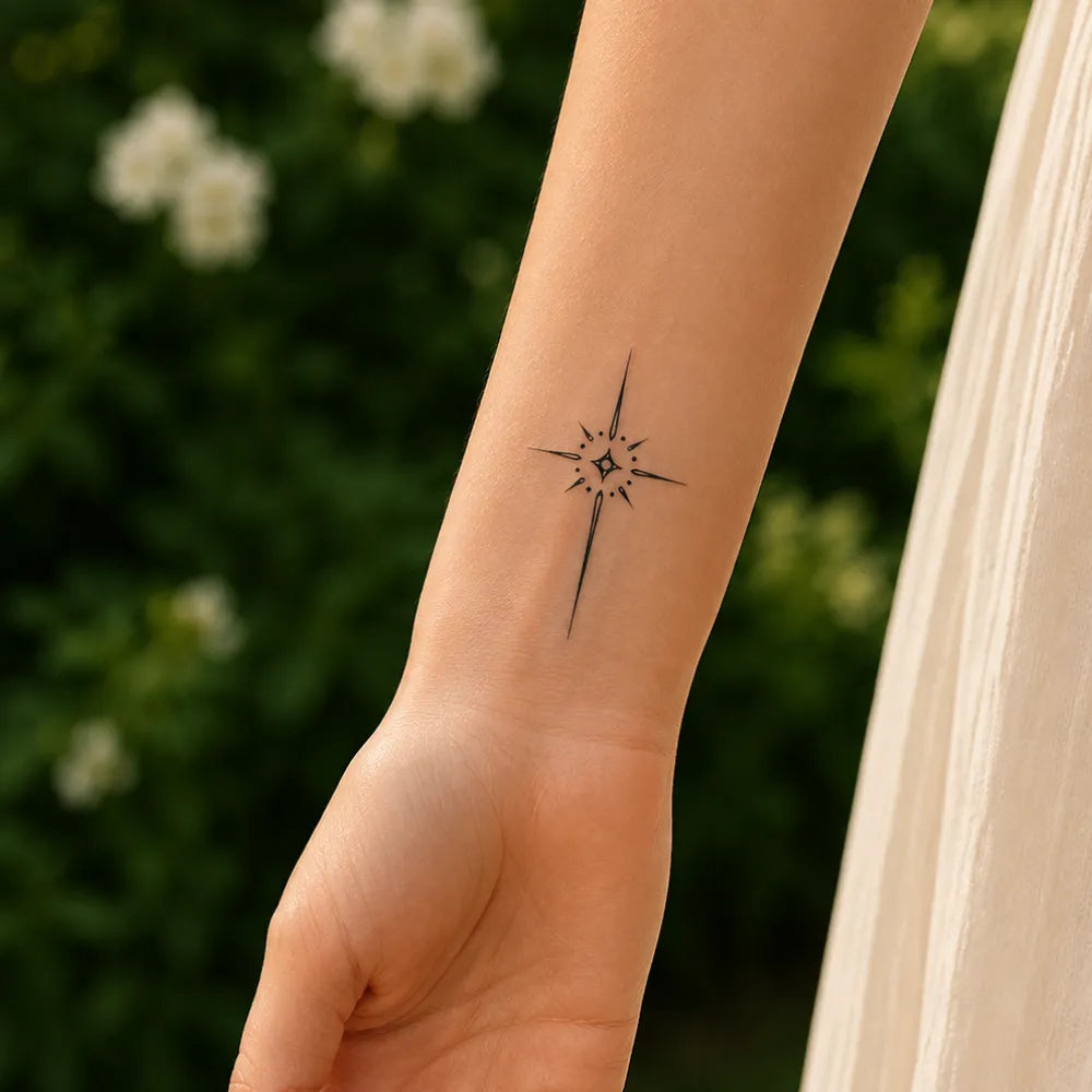 SafeTatt — Star of Direction · fotografie tetování na kůži