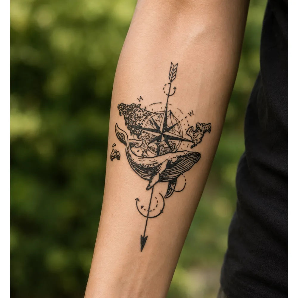 SafeTatt — Ocean Compass · fotografie tetování na kůži