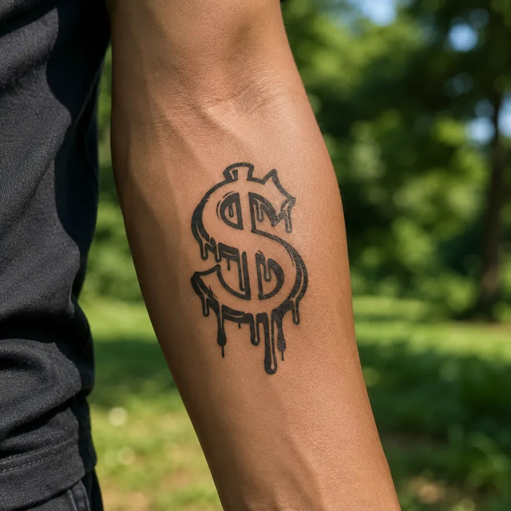 SafeTatt — Dripping Dollar · fotografie tetování na kůži