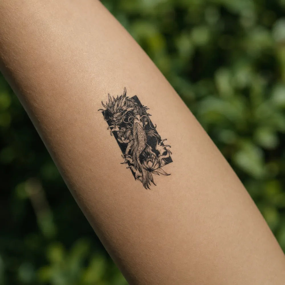 SafeTatt — Dragon Koi · fotografie tetování na kůži