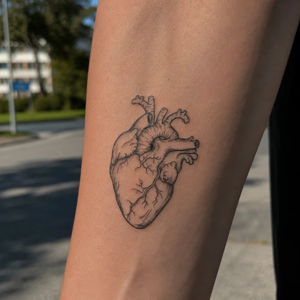 SafeTatt — Anatomic Heart · fotografie tetování na kůži