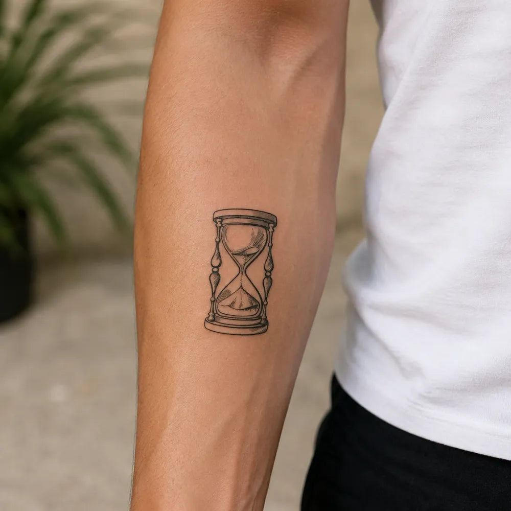 SafeTatt — Hourglass · fotografie tetování na kůži