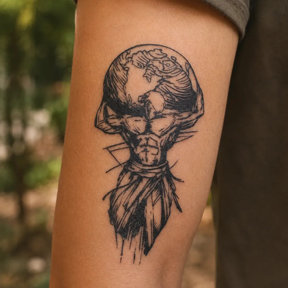 SafeTatt — Atlas Strength · fotografie tetování na kůži