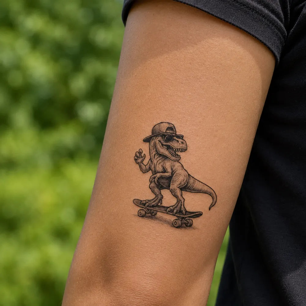 SafeTatt — Dino Skate · fotografie tetování na kůži