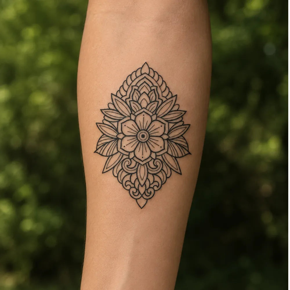 SafeTatt — Floral Mandala · fotografie tetování na kůži