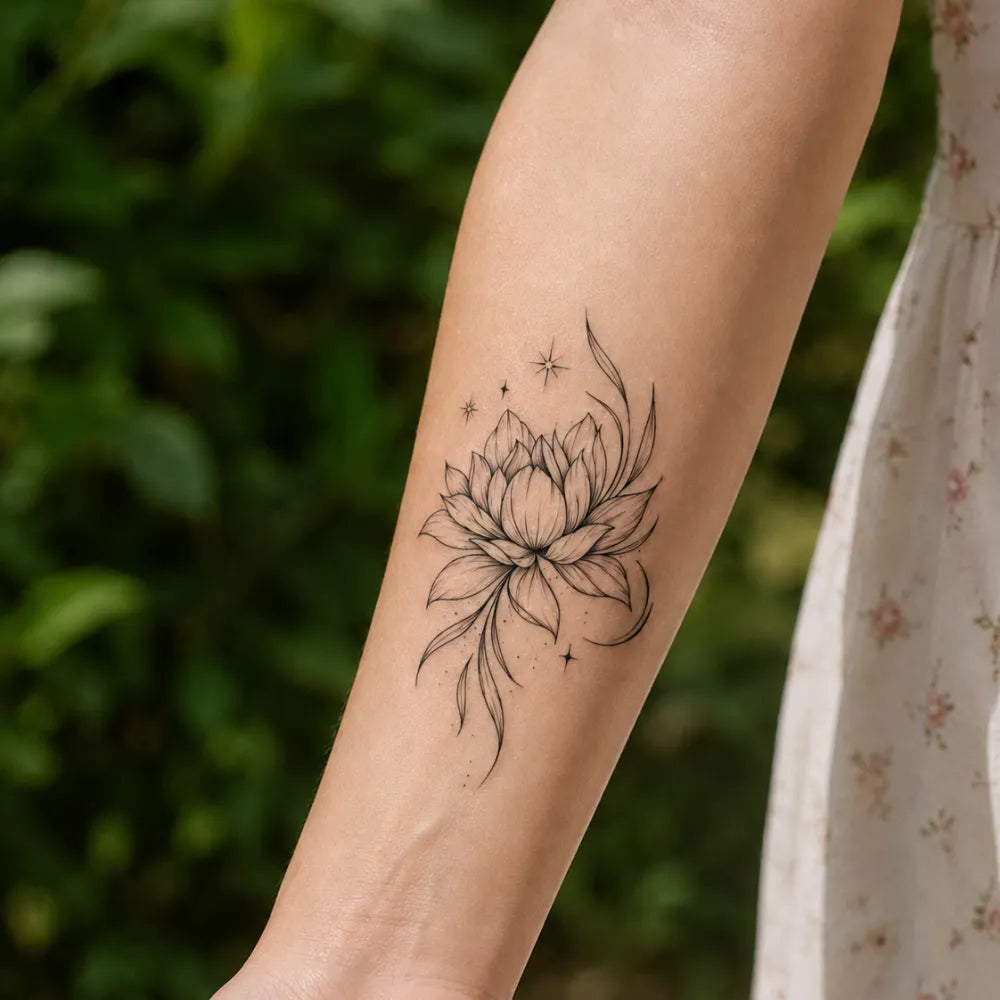 SafeTatt — Lotus Bloom · fotografie tetování na kůži